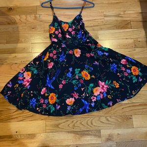 Black dress with orange flowers